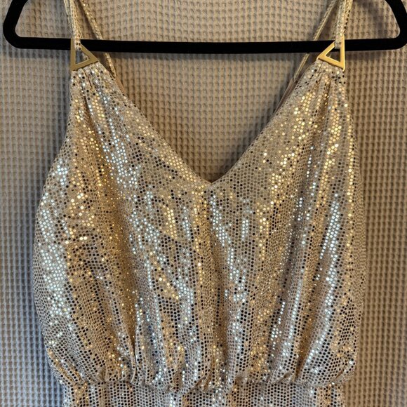 Calvin Klein Gold Sequin Gown- WORN ONCE! - Picture 1 of 6